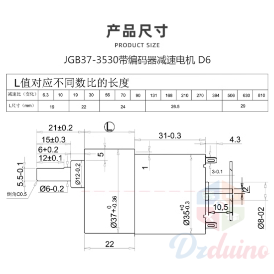 JGB37-3530 avec encodeur 12v 333 RPM