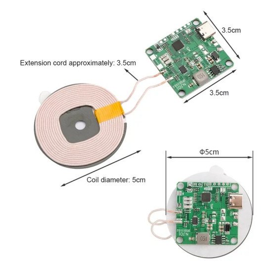 Charge rapide Qi Chargeur Sans Fil Émetteur Module 20W Haute Puissance Type-C 0-8MM