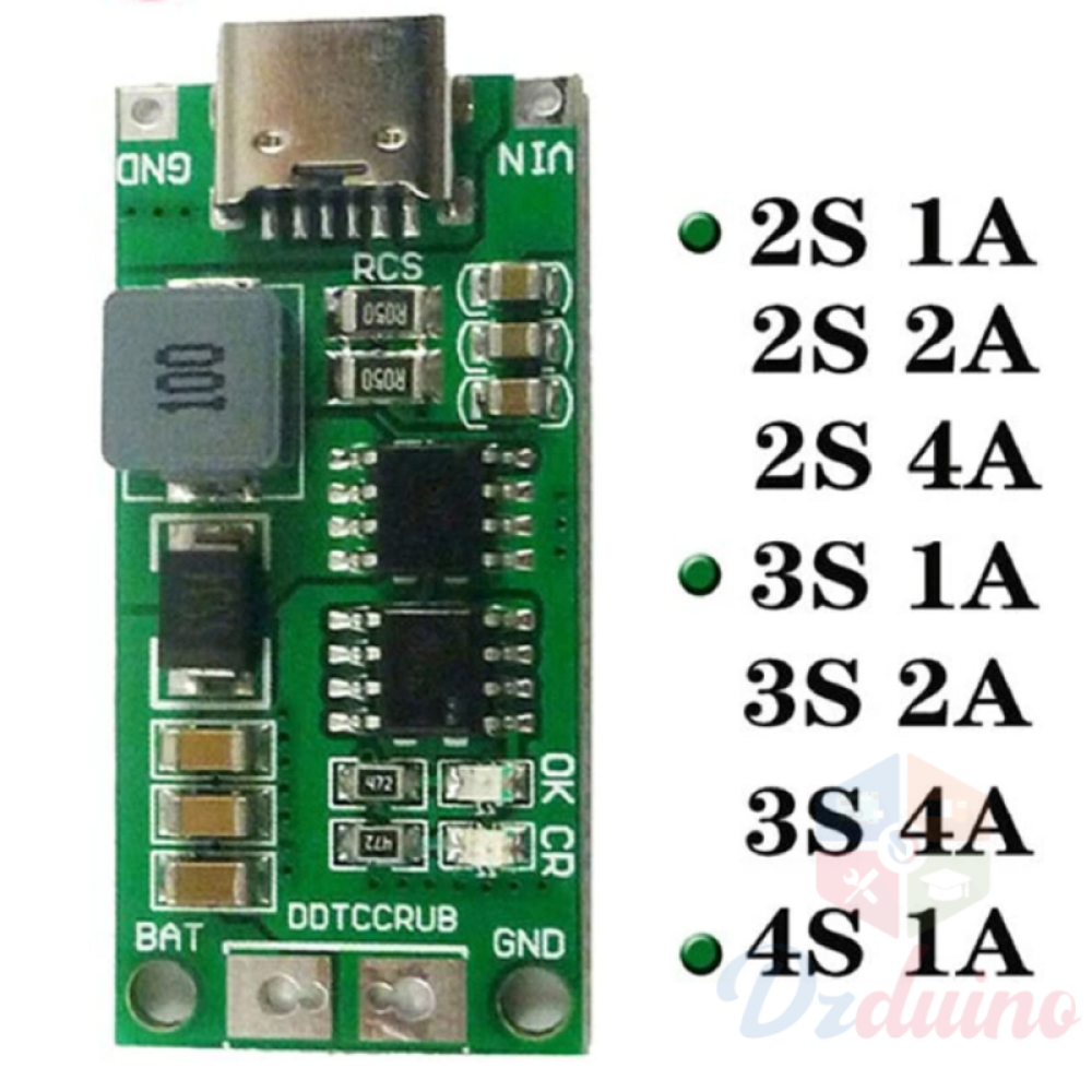 Type C BMS 2S 3S 4S 2A 4A 18650 Lithium Battery Charger Board