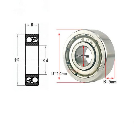 Roulements à billes 605ZZ 5x14x5mm