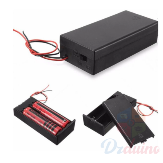 Support de batterie 2x18650 avec couvercle et interrupteur