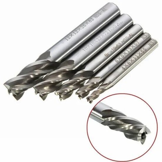 3pcs HSS CNC 4 flûte  fraise en bout  8mm 10mm 12mm