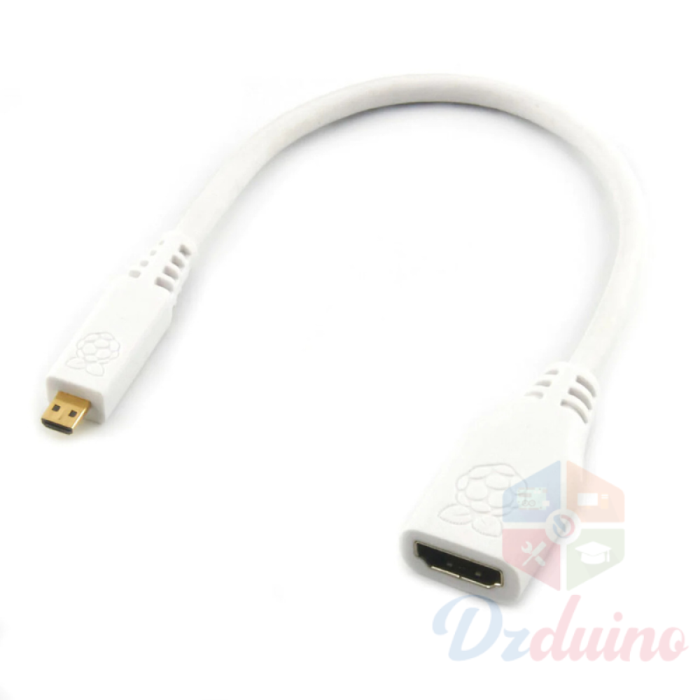 Raspberry Pi Micro HDMI To Standard HDMI Adapter, White