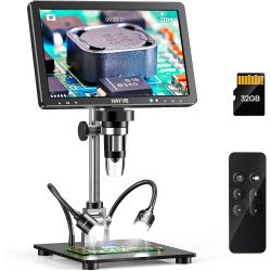 DM12 10.1'' HDMI Microscope Numérique, 2000X Coin Microscope avec Écran IPS, 20MP 