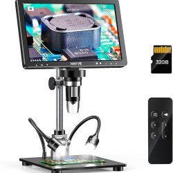 DM12 10.1'' HDMI Microscope Numérique, 2000X Coin Microscope avec Écran IPS, 20MP 