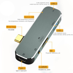 USB-C HUB to 3.5mm/ PD/ USB 3.1/ USB 2.0/ HDMI (YX04-X5) USB-C HUB to 3.5mm/ PD/ USB 3.1/ USB 2.0/ HDMI (YX04-X5)