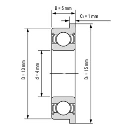 Roulement à bride F624ZZ 4x13x5mm Roulement à bride F624ZZ 4x13x5mm
