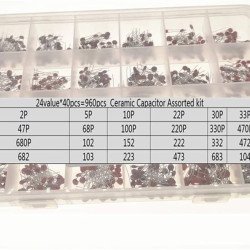 960Pcs/Lot 2PF-0.1UF 50V 24Value*40Pcs Kit d’assortiment de condensateurs en céramique 960Pcs/Lot 2PF-0.1UF 50V 24Value*40Pcs Kit d’assortiment de condensateurs en céramique