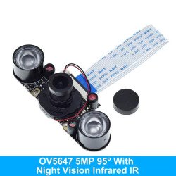 5MP Night Vision Camera for Raspberry Pi OV5647 95° 5MP Night Vision Camera for Raspberry Pi OV5647 95°
