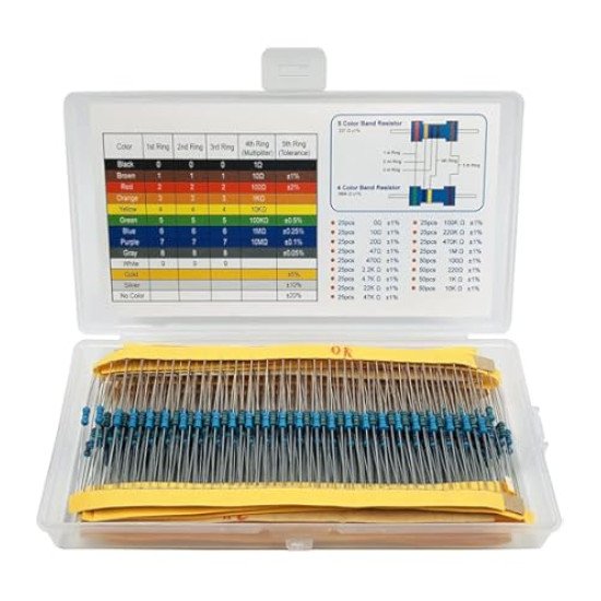 Assortiment de 30 valeurs à 1% de kit de résistance,10 Ohm-1M Ohm (paquet de 600PCS)