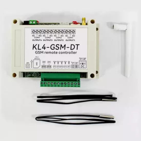kl4 gsm dtc controleur gsm avec 4 relais et 2 sondes de temperature