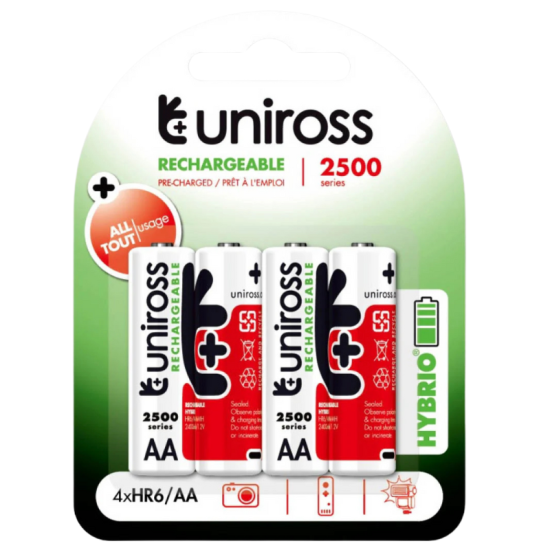 Uniross Piles rechargeables 4xR6/AA 2500 séries 1,2V Uniross Piles rechargeables 4xR6/AA 2500 séries 1,2V