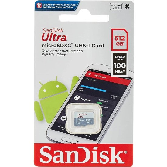 Carte mémoire microSDHC  512GB Speed up to 100MB/S