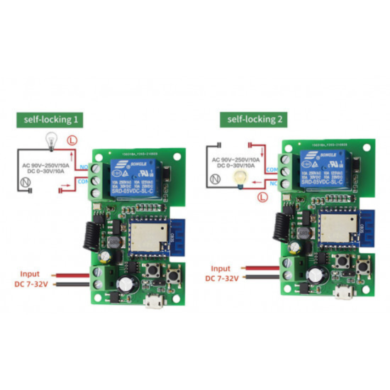 Module de Controle à distance WIFI RF application Tuya Porte Garage 1CH 7-32V Module de Controle à distance WIFI RF application Tuya Porte Garage 1CH 7-32V