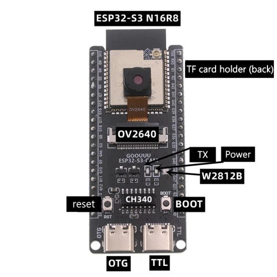 Carte de développement ESP32-S3-CAM WROOM N16R8 AI IoT Carte de développement ESP32-S3-CAM WROOM N16R8 AI IoT