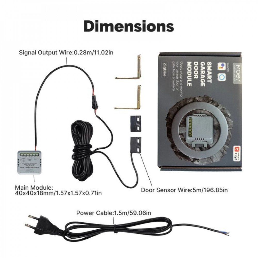 MOES ZM-102-M Zigbee Tuya Garage Door Controller Module with Position Sensor