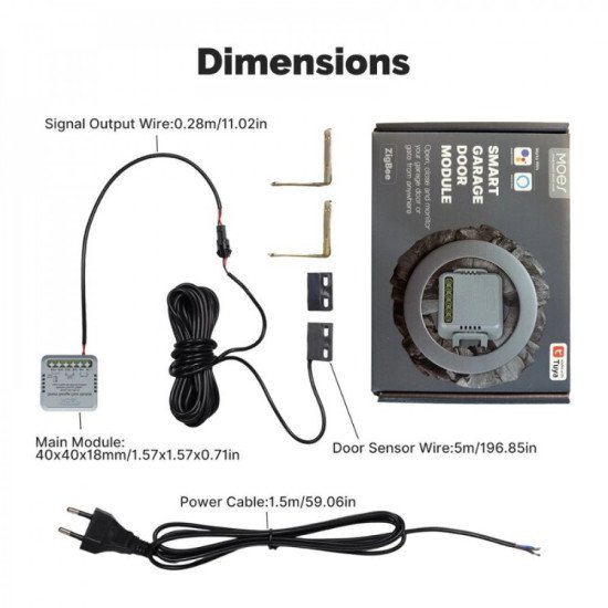 Module de contrôleur de porte de Garage MOES ZM-102-M Zigbee Tuya avec capteur de position Module de contrôleur de porte de Garage MOES ZM-102-M Zigbee Tuya avec capteur de position