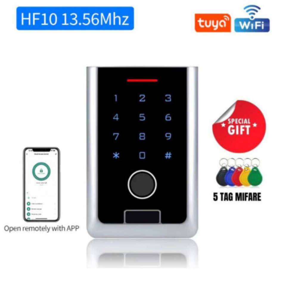 HF10-MF – Wi-Fi Smart Access Control Keypad with Fingerprint & MIFARE Card Reader