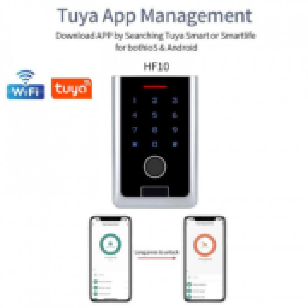 HF10-EM – Wi-Fi Smart Access Control Keypad with Fingerprint & EM RFID Card Reader
