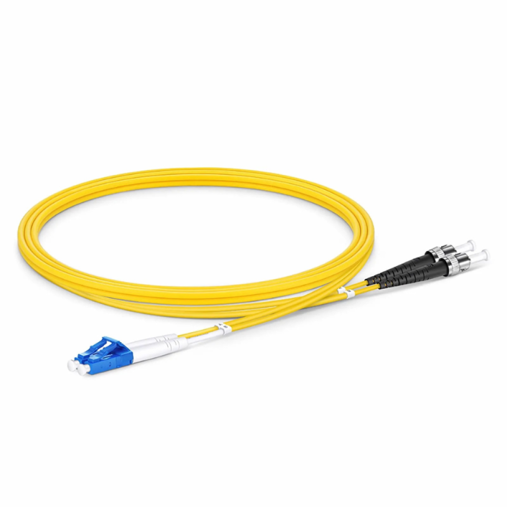 FIBER OPTIC PATCH CABLE, DUPLEX, SINGLE-MODE LC/ST, OS2 9/125 µm – 10 m (33 ft.) – YELLOW