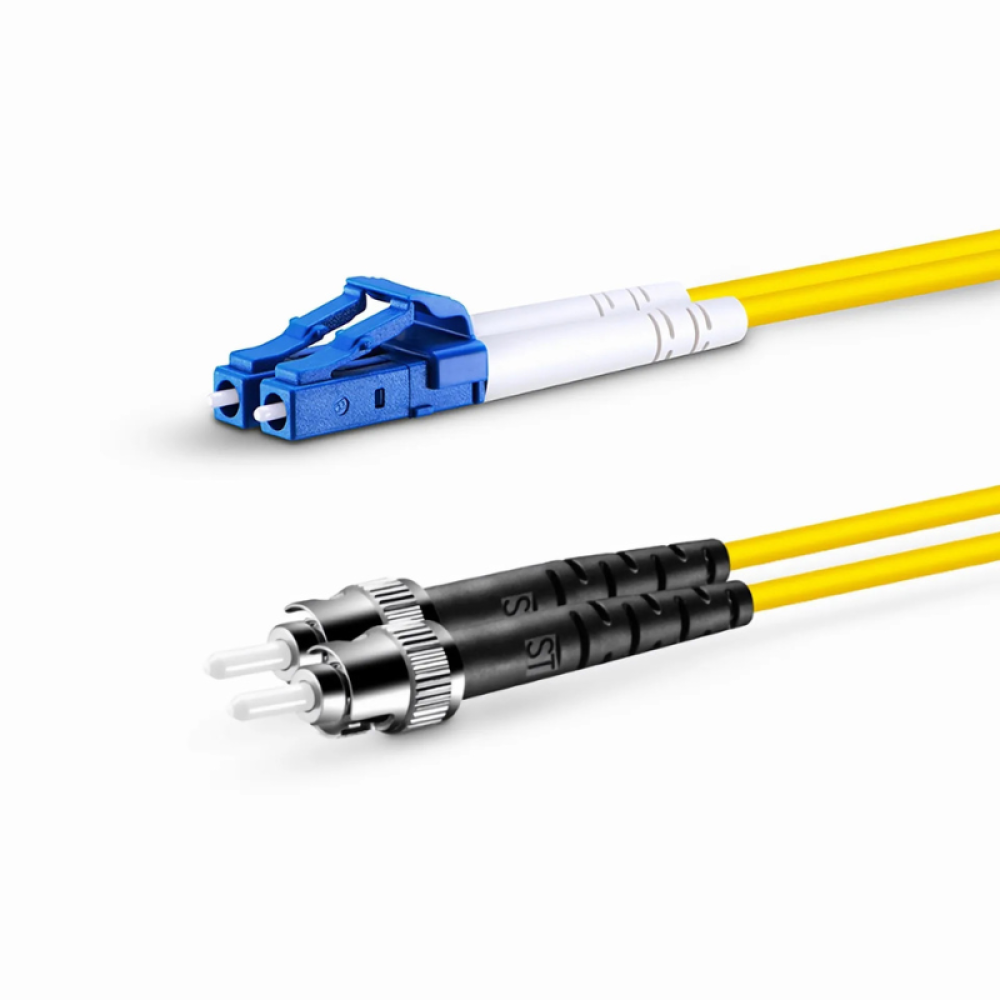 FIBER OPTIC PATCH CABLE, DUPLEX, SINGLE-MODE LC/ST, OS2 9/125 µm – 10 m (33 ft.) – YELLOW