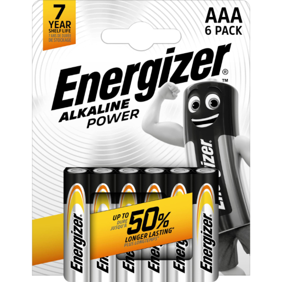 Piles alcalines Energizer Power AAA – Lot de 6 piles